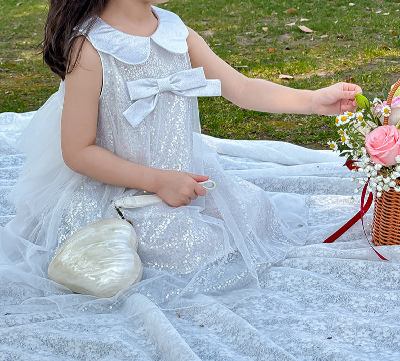 Vestido Infantil Brilhante Lacinho
