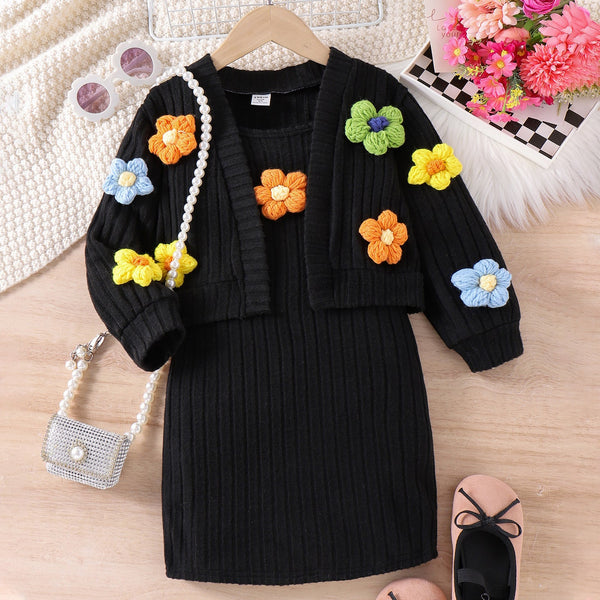 Conjunto Infantil Feminino Preto Florzinhas