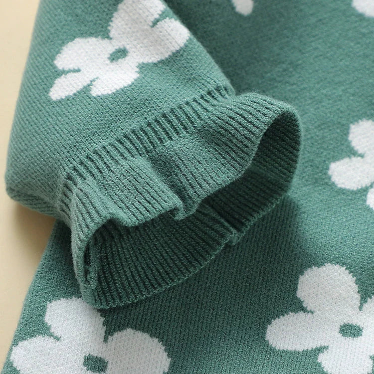 Macacão Infantil Tricô Florzinhas