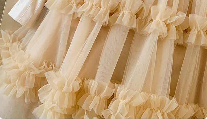 Vestido Infantil Manga Longa e Tule 2 Peças