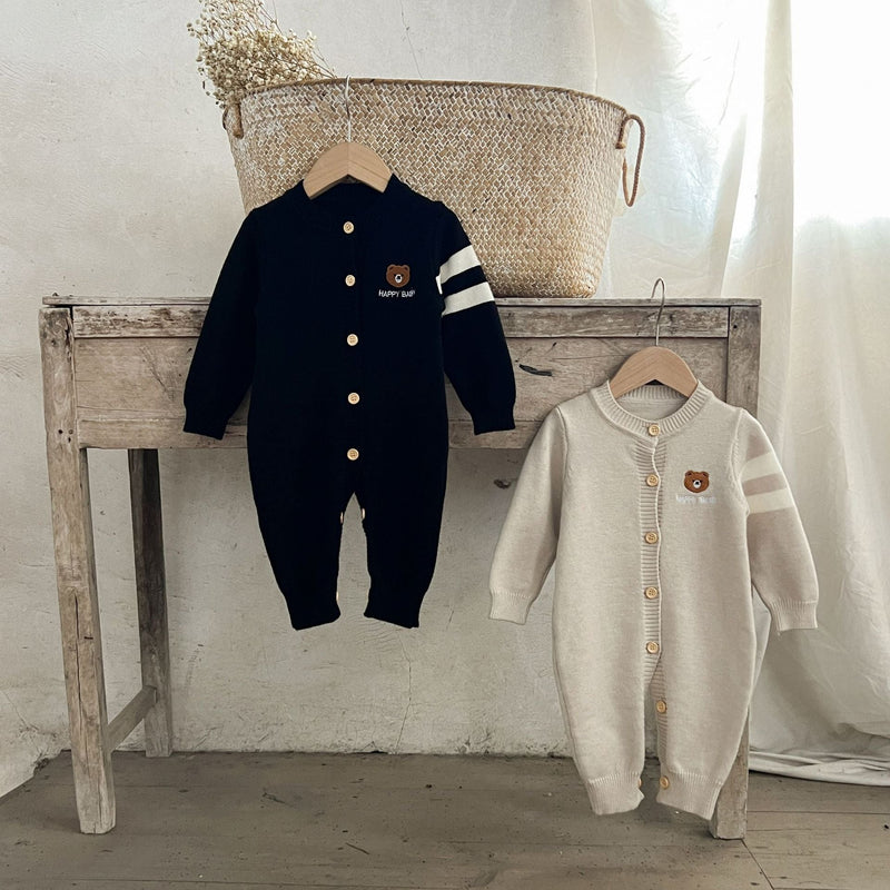 Macacão Infantil de Tricô Urso
