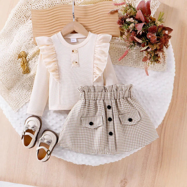 Conjunto Infantil Feminino Botões Xadrez