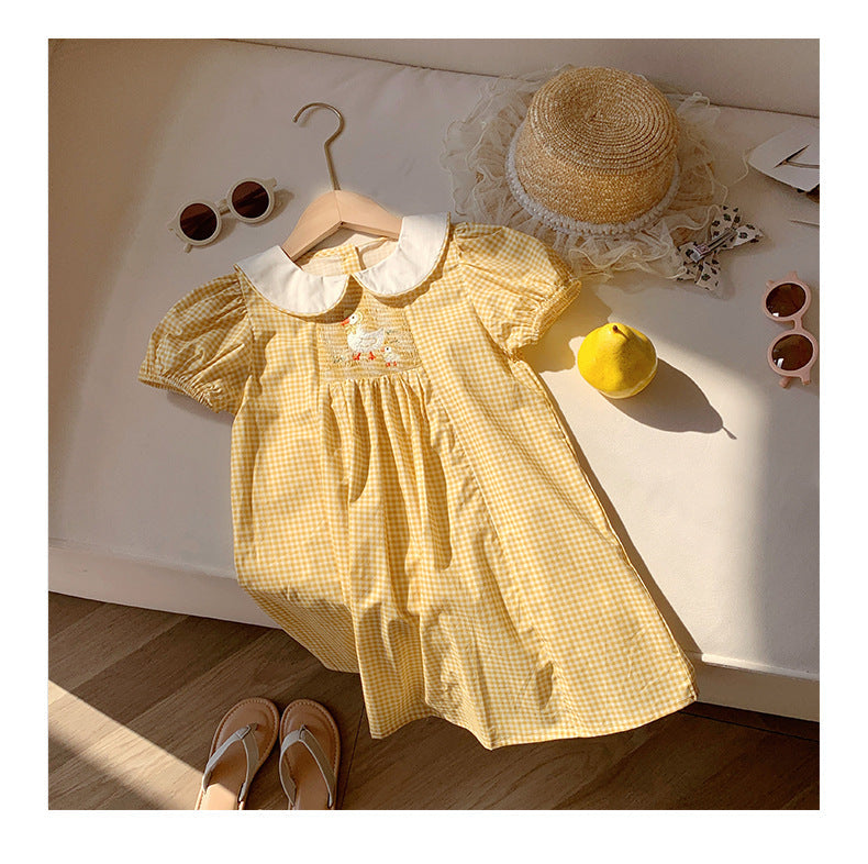Vestido Infantil Xadrez Amarelinho Patinho