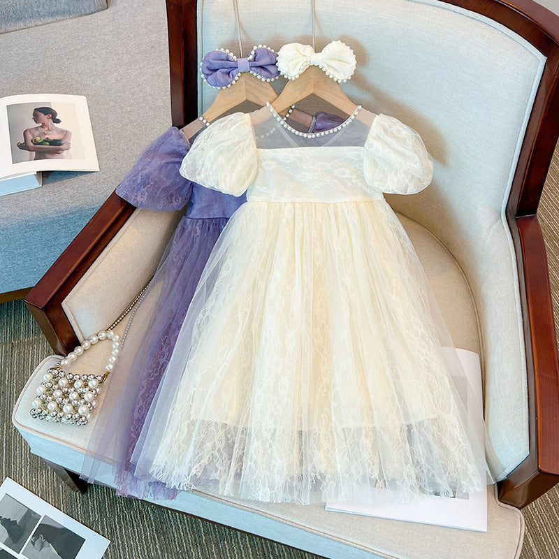 Vestido Infantil Rendado Pérolas