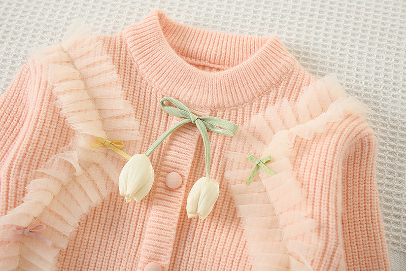 Conjunto Infantil Feminino Tricô Tulipa