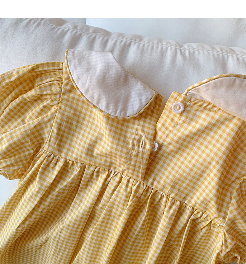 Vestido Infantil Xadrez Amarelinho Patinho
