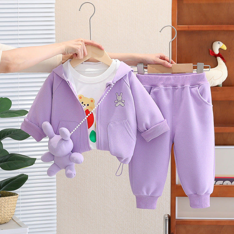 Conjunto Infantil Feminino Coelho 3 Peças Bolsinha
