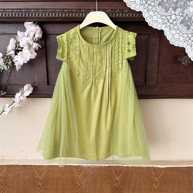 Vestido Infantil Rendado e Tule