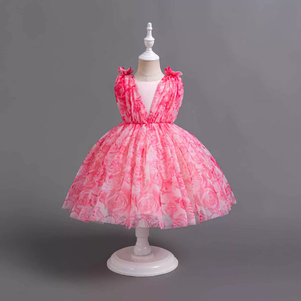 Vestido de Festa Infantil Rosa Floral