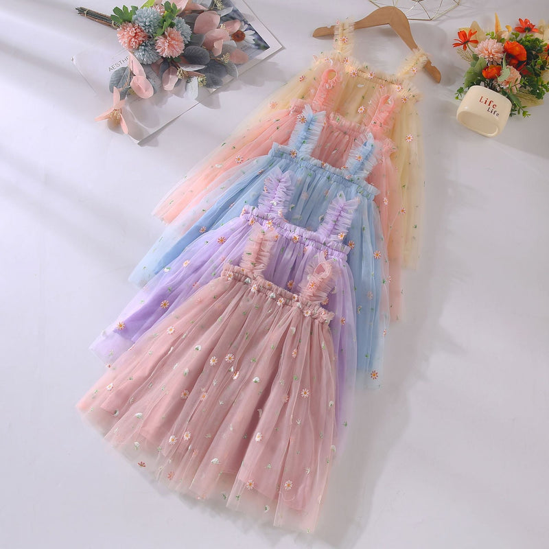 Vestido Infantil Tule Florzinhas