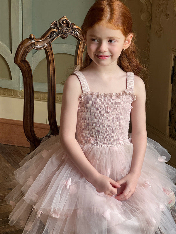 Vestido Infantil Rosa Tule com Florzinhas