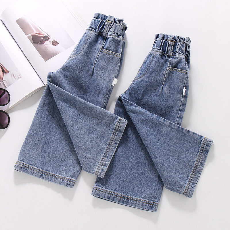 Calça Infantil Feminina Jeans Pantalona