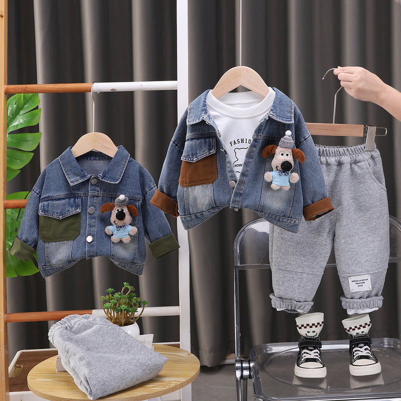 Conjunto Infantil Jeans 3 Pecas Cachorrinho