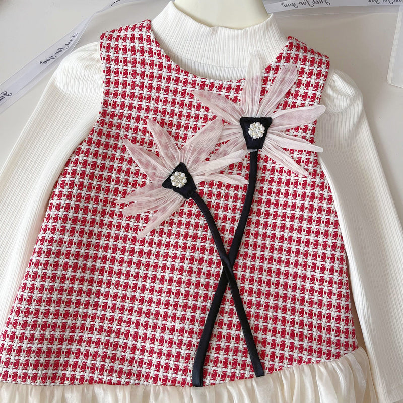 Conjunto Infantil Xadrez Florzinha + Blusa