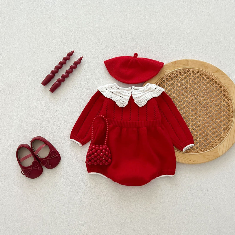 Body Infantil de Tricô Vermelho