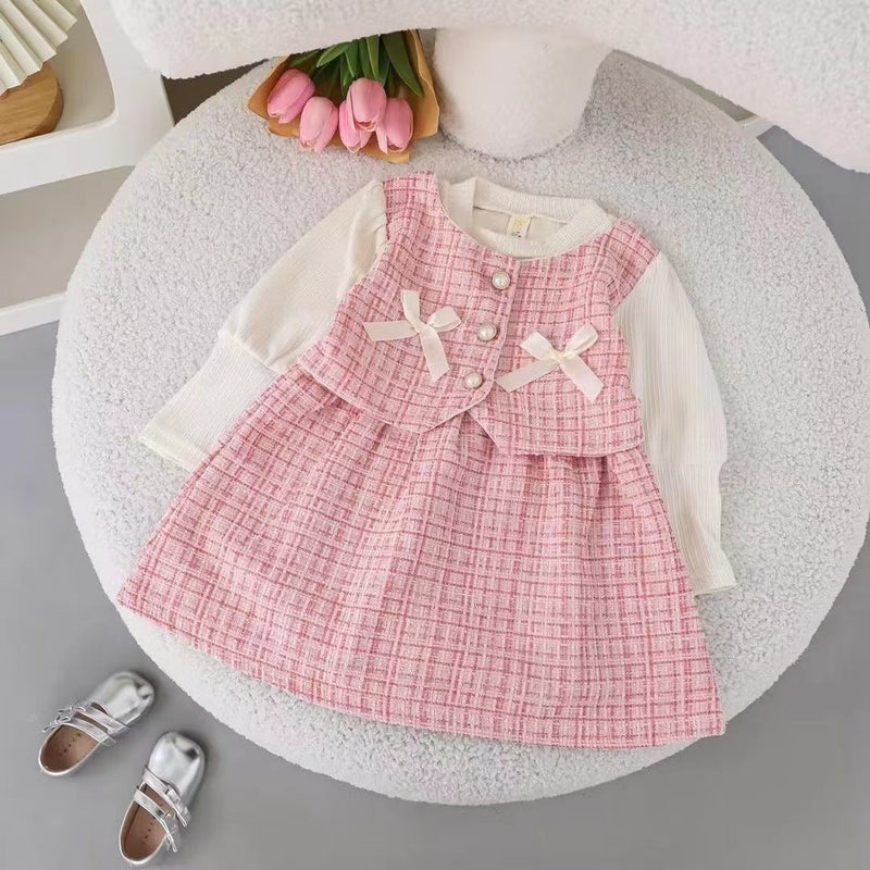 Vestido Infantil Tweed Lacinhos