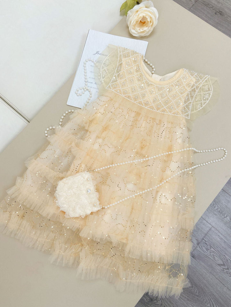 Vestido Infantil Tule Pedrarias e Babadinhos