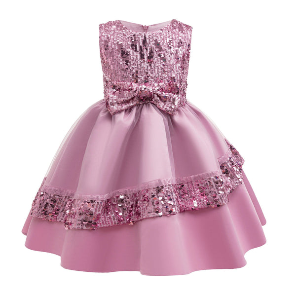 Vestido Infantil de Festa Lantejoulas Lacinho