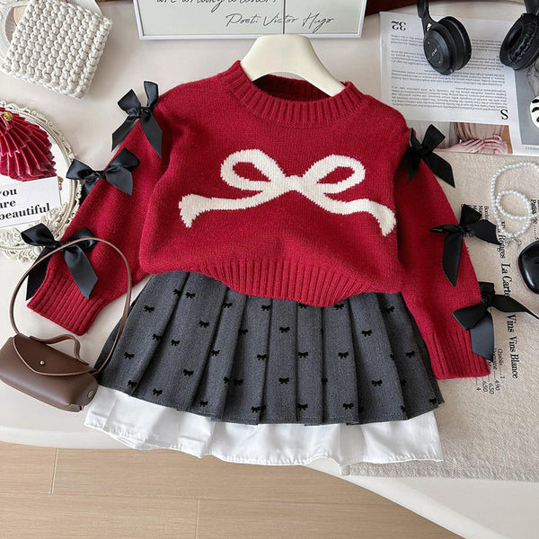 Conjunto Infantil de Tricô Inverno Lacinhos