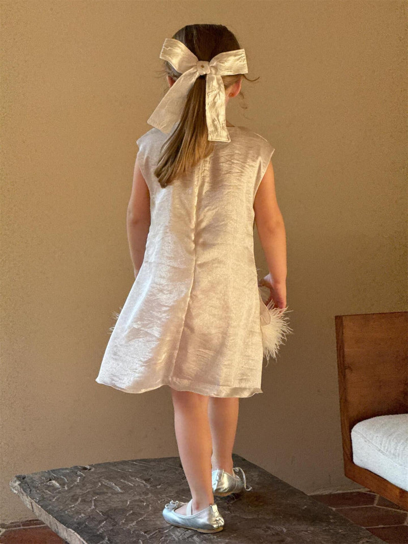 Vestido de Festa Infantil com Plumas