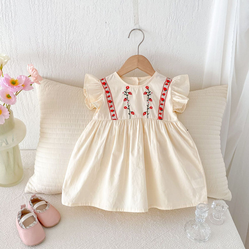 Vestido Infantil Bordado Morangos