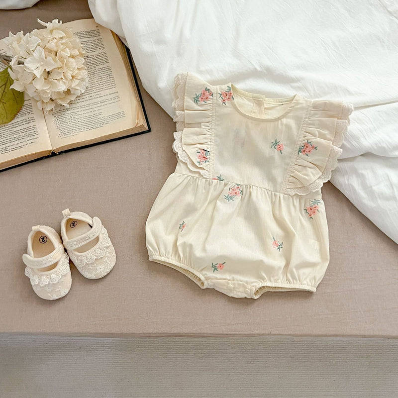 Body Infantil Verão Floral e Renda