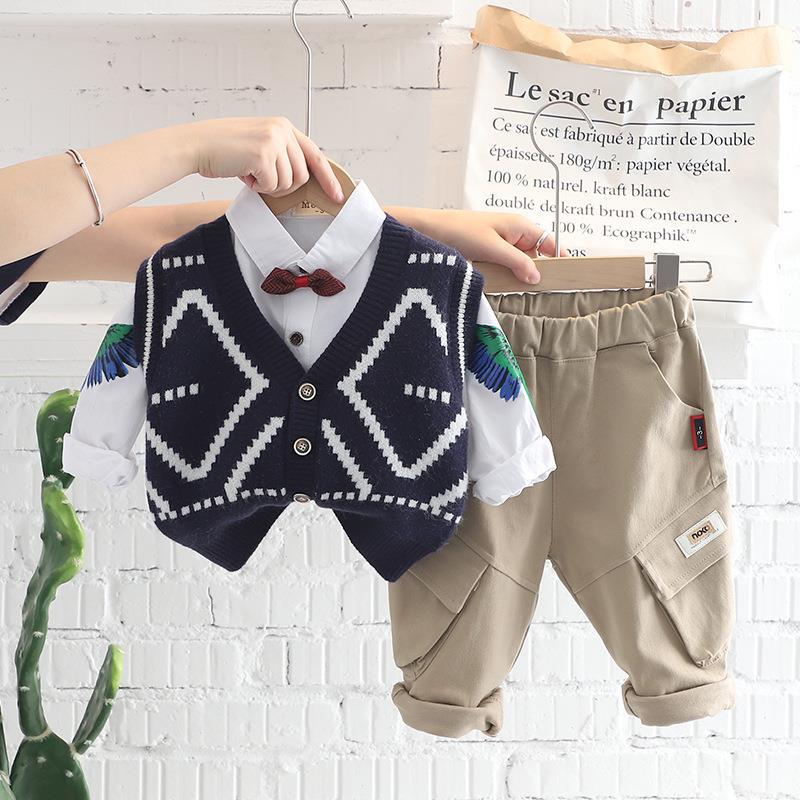 Conjunto Infantil 3 Peças Tricô Gravatinha