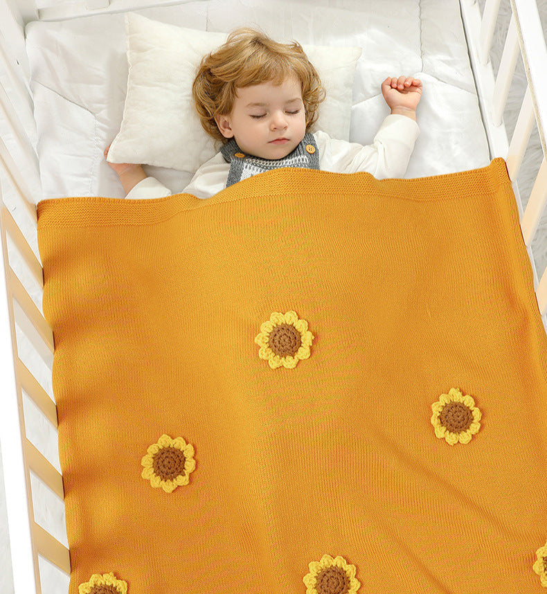 Manta Infantil de Tricô Girassol