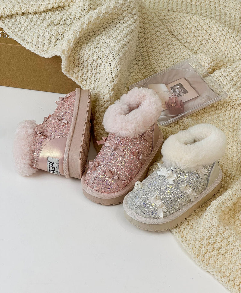 Bota Infantil Feminina Brilhante Lacinhos