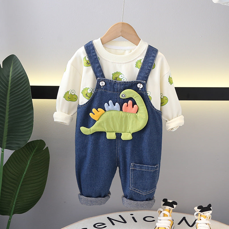 Conjunto Infantil Jardineira Bichinhos + Manga Longa
