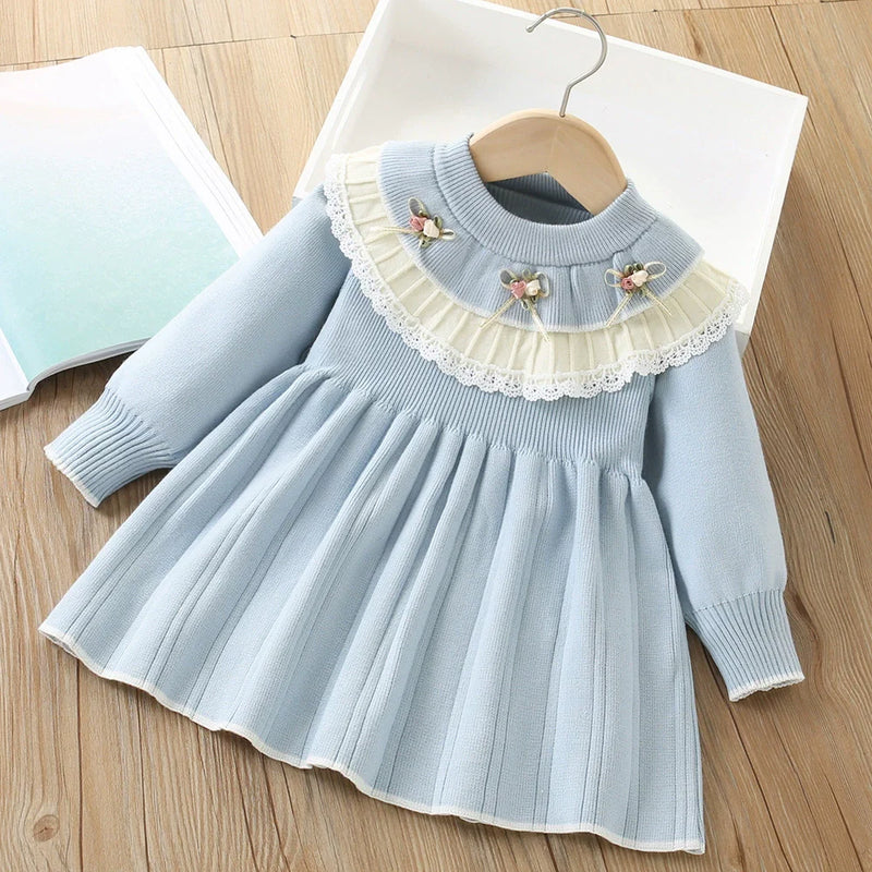 Vestido Infantil Tricô Mussi Florzinhas
