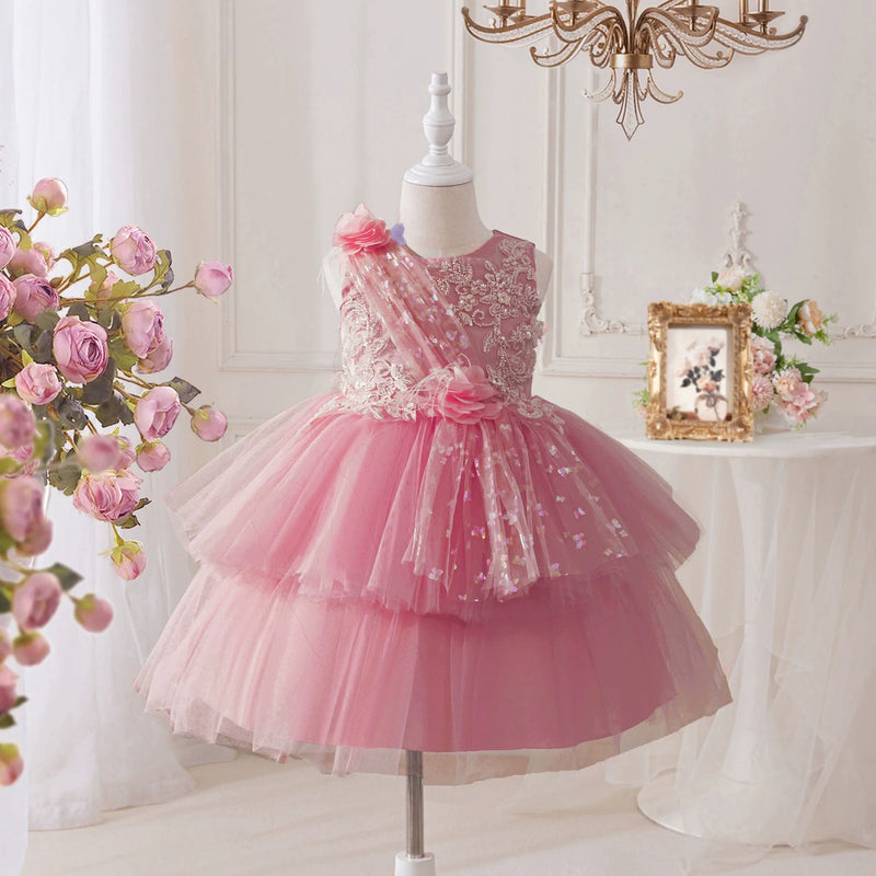 Vestido De Festa Tule Flores