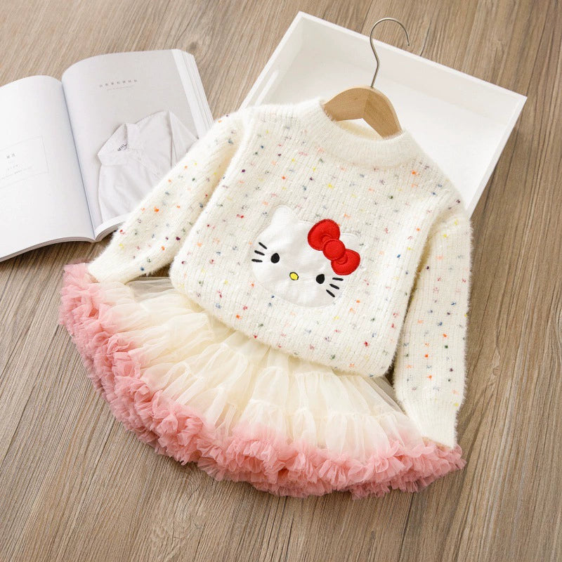 Conjunto Infantil Feminino Gatinha e Tule