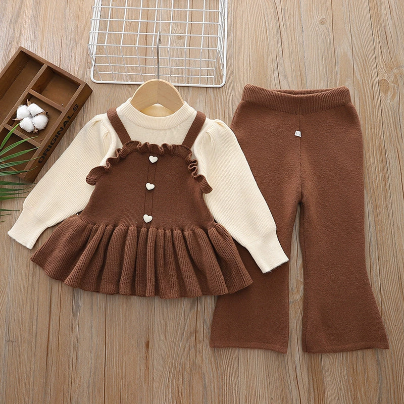 Conjunto Infantil Inverno Tricô Coraçõeszinhos