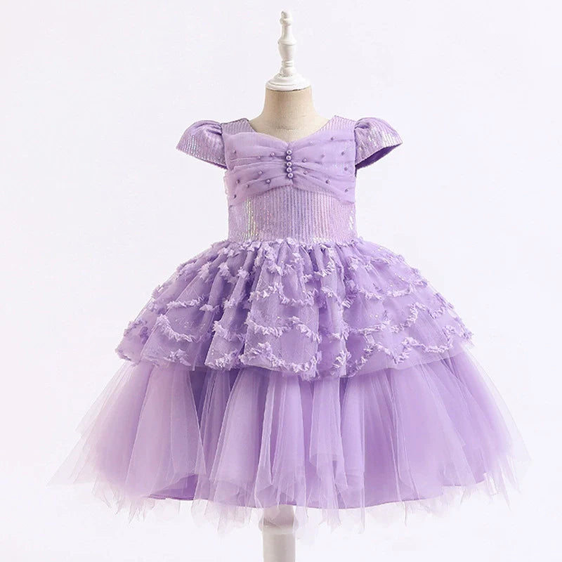 Vestido De Festa Infantil Pérolas e Tule