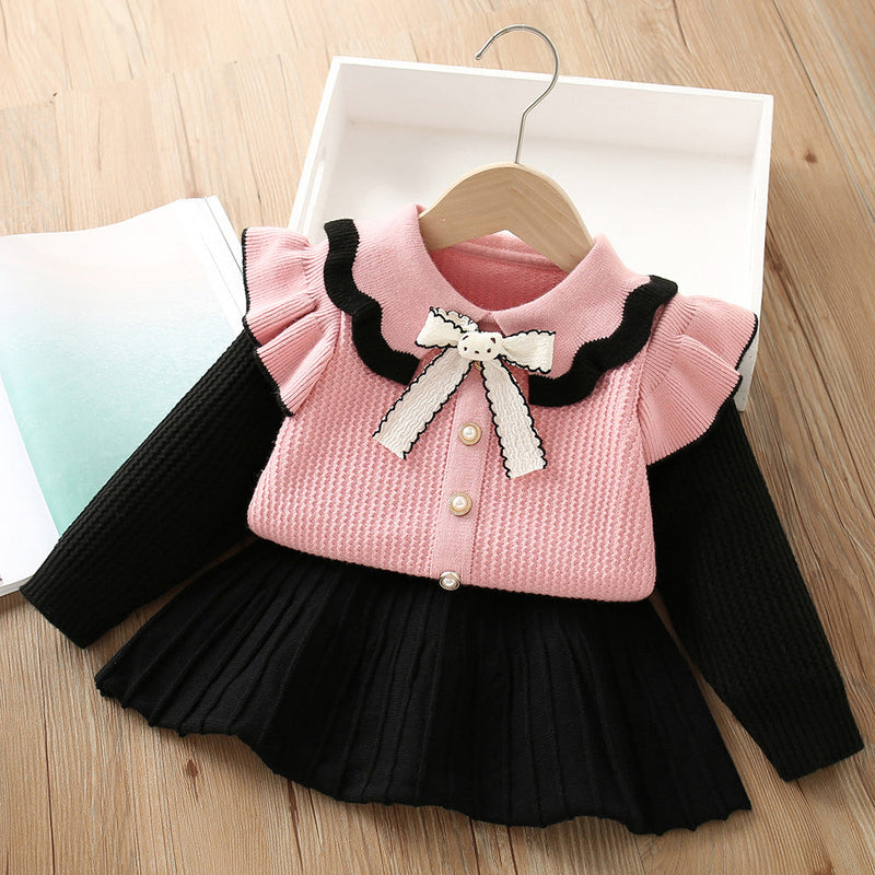 Conjunto Infantil Feminino Trico Laço com Ursinho