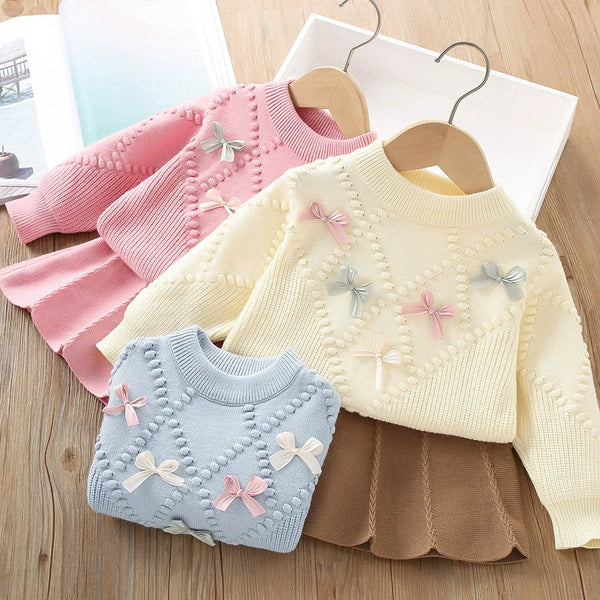Conjunto Infantil Femino Tricô Lacinhos