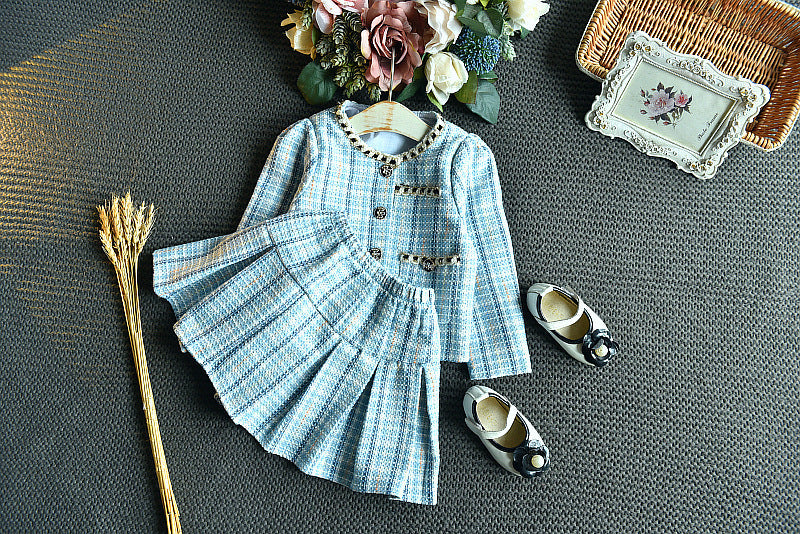 Conjunto Infantil Feminino Tweed Azul