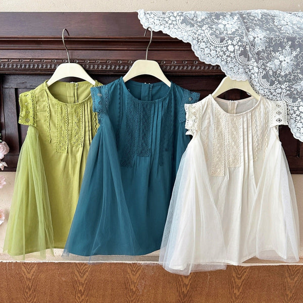 Vestido Infantil Rendado e Tule