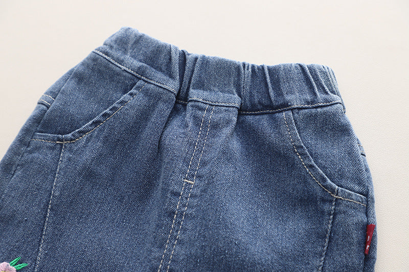 Conjunto Infantil Feminino Florzinhas e Jeans