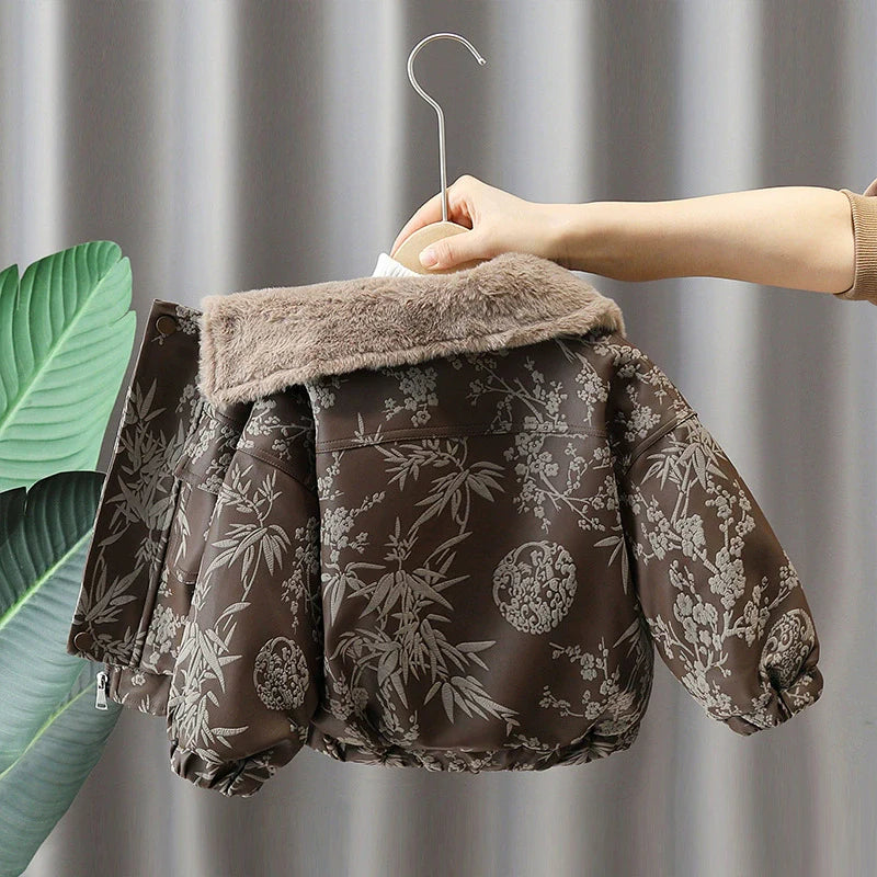 Jaqueta Infantil Floral Peluciada