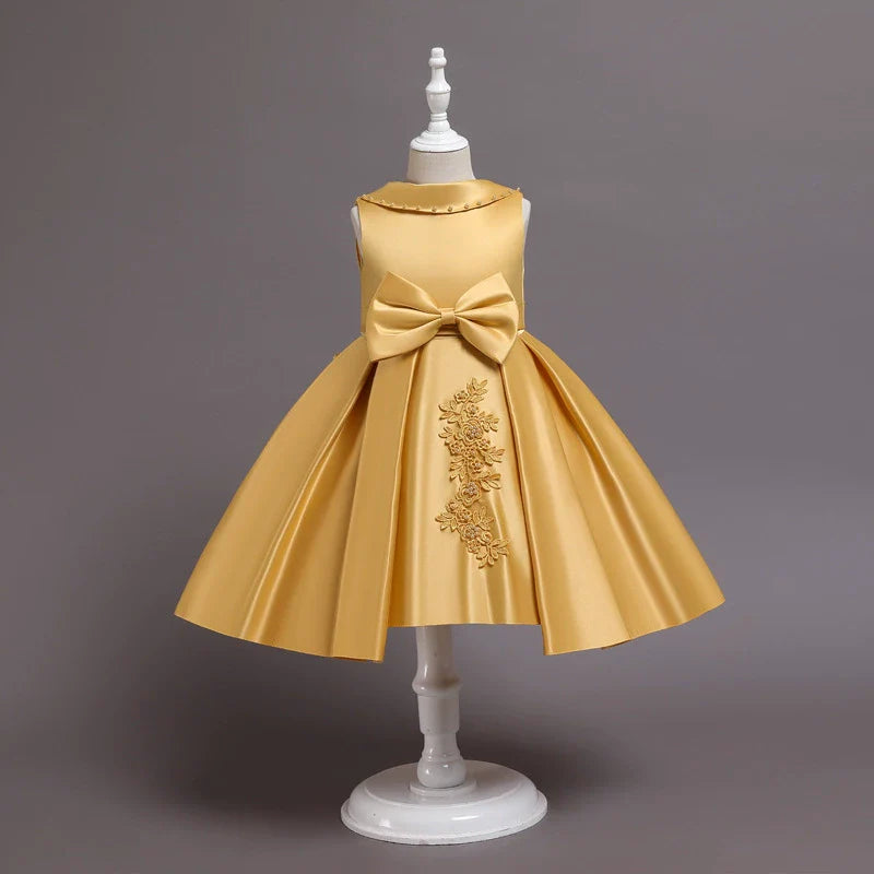 Vestido Infantil Lacinho e Aplíque Floral