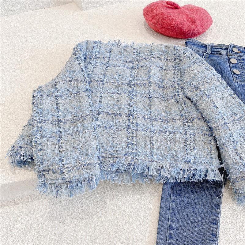 Jaqueta Infantil Feminina Tweed Pérolas