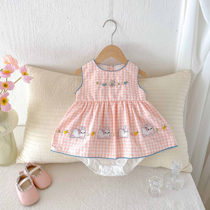 Body Infantil Feminino Xadrez Coelhinhos