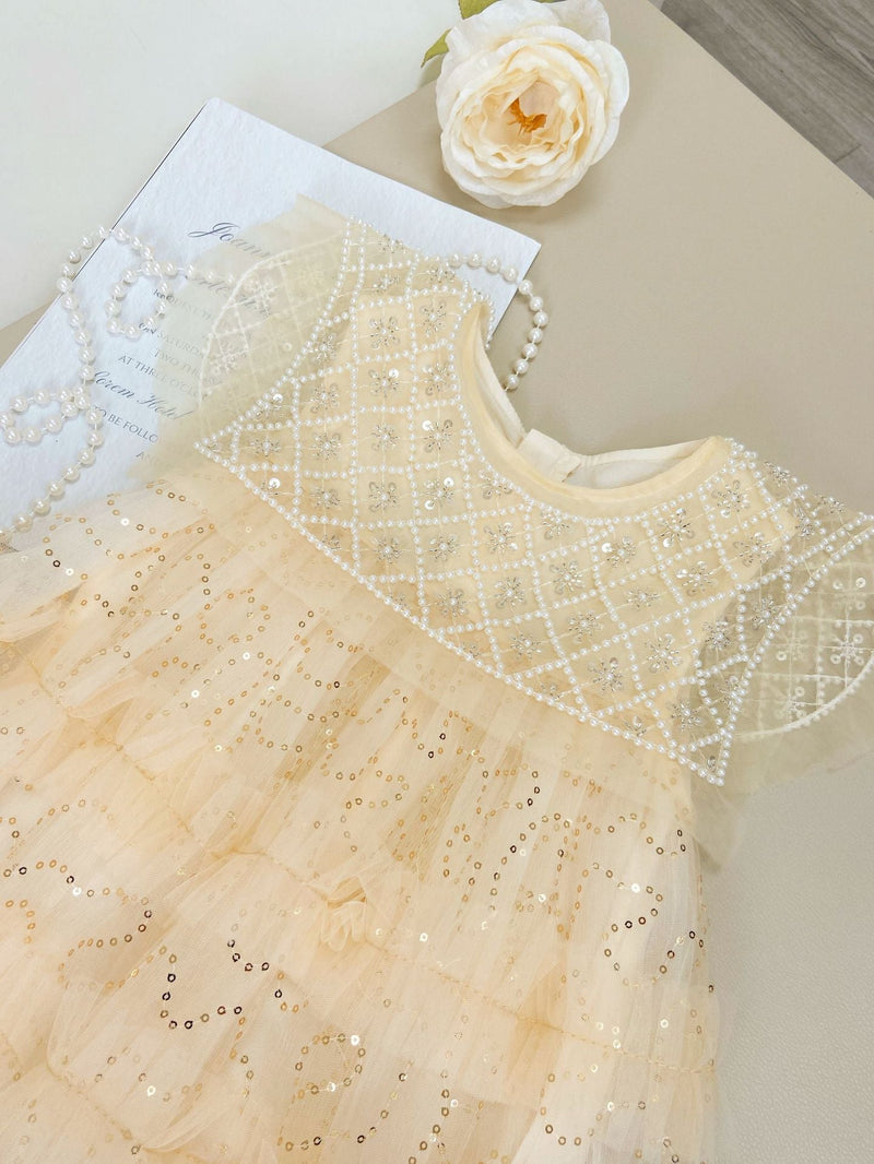 Vestido Infantil Tule Pedrarias e Babadinhos