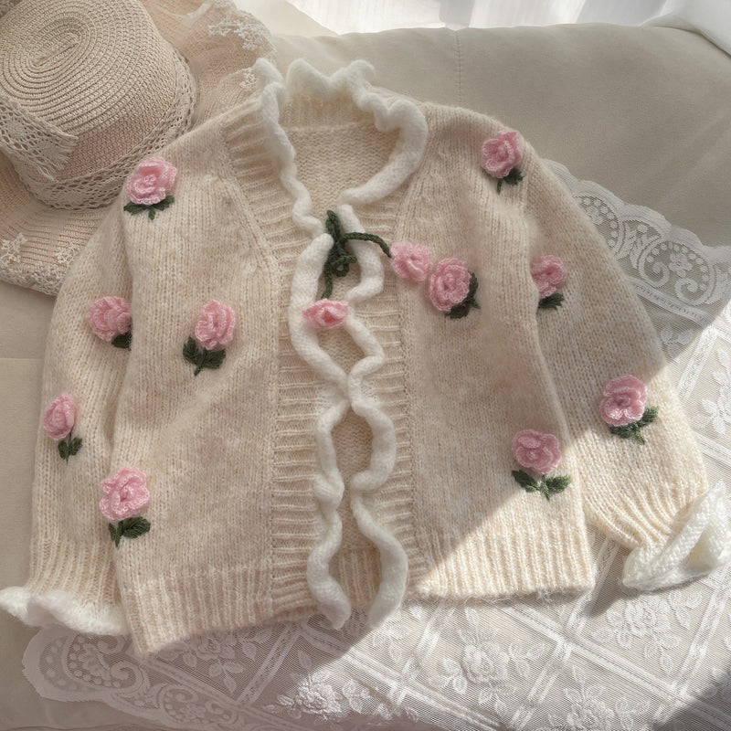 Cardigan Infantil Tricô Florzinhas