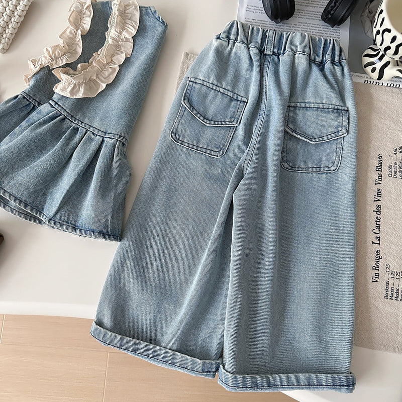 Conjunto Infantil Feminino Jeans 3 Peças