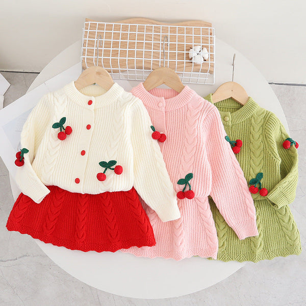 Conjunto Infantil Tricô Inverno Cerejinhas