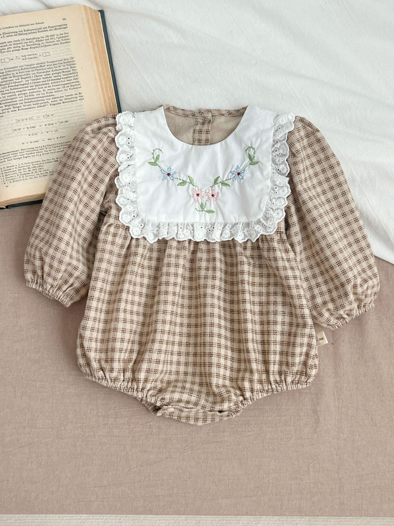 Body Infantil Feminino Xadrez Florzinhas