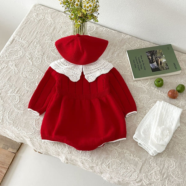 Body Infantil de Tricô Vermelho